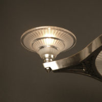 GRAND LUSTRE ART DÉCO DESVIGNES BRONZE NICKELÉ ET VERRE MOULÉ-PRESSÉ – Image 7