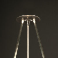 SUSPENSION VASQUE ART DÉCO ÉMILE DOMAINE - DEGUÉ BRONZE ARGENTÉ ET VERRE MOULÉ-PRESSÉ – Image 8
