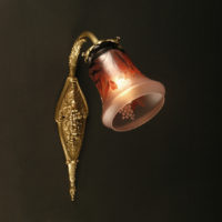 PAIRE D'APPLIQUES ART DÉCO MARCEL BAISE BRONZE ET VERRE ÉMAILLÉ – Image 6