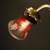 PAIRE D'APPLIQUES ART DÉCO MARCEL BAISE BRONZE ET VERRE ÉMAILLÉ – Image 7