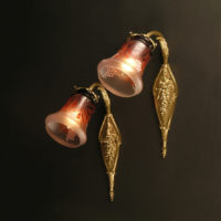 PAIRE D'APPLIQUES ART DÉCO MARCEL BAISE BRONZE ET VERRE ÉMAILLÉ – Image 10