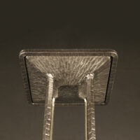 LUSTRE ART DÉCO FERRONNERIE D'ART ET VERRE MOULÉ DÉPOLI BLANC – Image 12