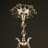 LUSTRE ART DÉCO "CROSSES DE FOUGÈRE" BRONZE ARGENTÉ ET VERRERIE DES VOSGES – Image 12