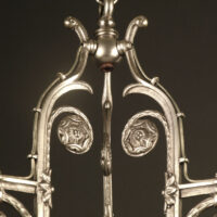 LUSTRE ART DÉCO "CROSSES DE FOUGÈRE" BRONZE ARGENTÉ ET VERRERIE DES VOSGES – Image 9