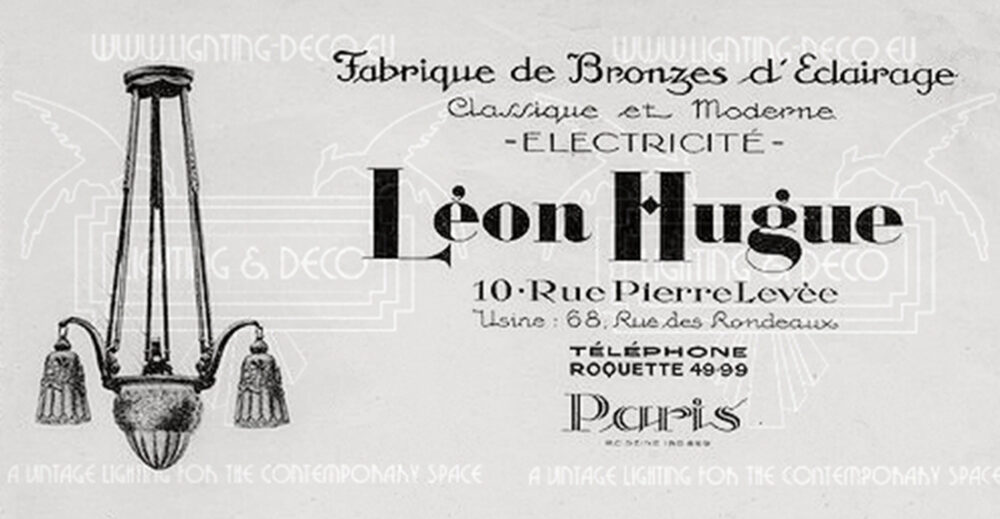 LUSTRE ART DÉCO LÉON HUGUE BRONZE ARGENTÉ ET VERRE MOULÉ-PRESSÉ DÉPOLI BLANC – Image 19