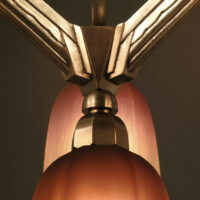 LUSTRE ART DÉCO CHARLES BOULANGER BRONZE ARGENTÉ VERRE MOULÉ DÉPOLI – Image 12