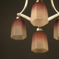 LUSTRE ART DÉCO CHARLES BOULANGER BRONZE ARGENTÉ VERRE MOULÉ DÉPOLI – Image 6