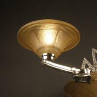 LUSTRE ART DÉCO MAURICE MODEL-CRISTALLERIE DE VERDUN BRONZE CHROMÉ ET VERRE MOULÉ-PRESSÉ – Image 11