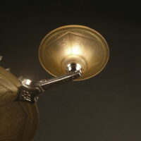LUSTRE ART DÉCO MAURICE MODEL-CRISTALLERIE DE VERDUN BRONZE CHROMÉ ET VERRE MOULÉ-PRESSÉ – Image 8