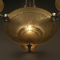 LUSTRE ART DÉCO MAURICE MODEL-CRISTALLERIE DE VERDUN BRONZE CHROMÉ ET VERRE MOULÉ-PRESSÉ – Image 10