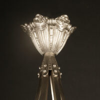 LUSTRE ART DÉCO LÉON BONVOISIN BRONZE ARGETÉ ET VERRE MOULÉ-PRESSÉ – Image 15