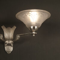 MAURICE MODEL - CRISTALLERIE DE VERDUN APPLIQUE DOUBLE ART DECO BRONZE ARGENTÉ – Image 2