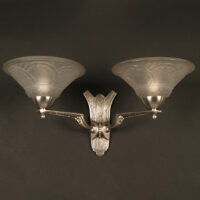 MAURICE MODEL - CRISTALLERIE DE VERDUN APPLIQUE DOUBLE ART DECO BRONZE ARGENTÉ – Image 3