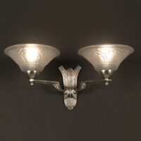 MAURICE MODEL - CRISTALLERIE DE VERDUN APPLIQUE DOUBLE ART DECO BRONZE ARGENTÉ