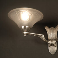 MAURICE MODEL - CRISTALLERIE DE VERDUN APPLIQUE DOUBLE ART DECO BRONZE ARGENTÉ – Image 7