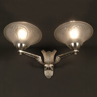 MAURICE MODEL - CRISTALLERIE DE VERDUN APPLIQUE DOUBLE ART DECO BRONZE ARGENTÉ – Image 8