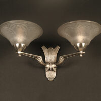 MAURICE MODEL - CRISTALLERIE DE VERDUN APPLIQUE DOUBLE ART DECO BRONZE ARGENTÉ – Image 9
