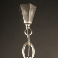 LUSTRE ART DÉCO CHARLES BOULANGER-DEGUÉ BRONZE ARGENTÉ ET VERRE MOULÉ-PRESSÉ – Image 11