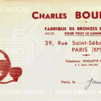 ETS. CHARLES BOULANGER : SUSPENSION GLOBE ART DÉCO BRONZE ARGENTÉ ET VERRE GRAVÉ – Image 9