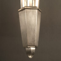 LUSTRE ART DÉCO CHARLES BOULANGER-DEGUÉ BRONZE ARGENTÉ ET VERRE MOULÉ-PRESSÉ – Image 10