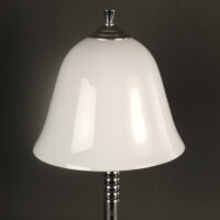 GRANDE LAMPE ART DÉCO ANNÉES 1930, BRONZE NICKELÉ ET VERRE OPALIN BLANC – Image 2