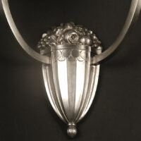 LOUIS GAGNON : APPLIQUE DOUBLE ART DÉCO BRONZE ARGENTÉ ET VERRE SATINÉ – Image 8