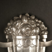 LOUIS GAGNON : APPLIQUE DOUBLE ART DÉCO BRONZE ARGENTÉ ET VERRE SATINÉ – Image 9