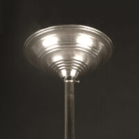LUSTRE-SUSPENSION MODERNISTE ART DÉCO EN SPIRALE BRONZE ARGENTÉ ET VERRE MOULÉ – Image 11