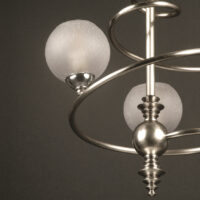 LUSTRE-SUSPENSION MODERNISTE ART DÉCO EN SPIRALE BRONZE ARGENTÉ ET VERRE MOULÉ – Image 6