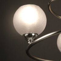 LUSTRE-SUSPENSION MODERNISTE ART DÉCO EN SPIRALE BRONZE ARGENTÉ ET VERRE MOULÉ – Image 7