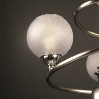 LUSTRE-SUSPENSION MODERNISTE ART DÉCO EN SPIRALE BRONZE ARGENTÉ ET VERRE MOULÉ – Image 8