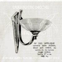 PAIRE D'APPLIQUES DOUBLE FEUX ART DECO BRONZE ARGENTÉ ET VERRE MOULÉ-PRESSÉ ETS. GAUTHIER – Image 13