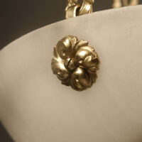 LUCIEN ALLIOT : PAIRE DE SUSPENSIONS BRONZE ET ALBÂTRE BLANC VEINÉ GRIS – Image 7