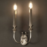 PAIRE D'APPLIQUES ART DECO DOUBLE FLAMME BRONZE ET LAITON ARGENTÉ FIN ANNÉES 1930 – Image 10