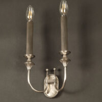 PAIRE D'APPLIQUES ART DECO DOUBLE FLAMME BRONZE ET LAITON ARGENTÉ FIN ANNÉES 1930 – Image 11