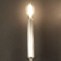 PAIRE D'APPLIQUES ART DECO DOUBLE FLAMME BRONZE ET LAITON ARGENTÉ FIN ANNÉES 1930 – Image 12