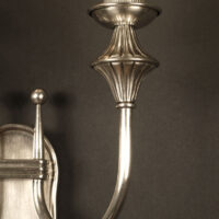 PAIRE D'APPLIQUES ART DECO DOUBLE FLAMME BRONZE ET LAITON ARGENTÉ FIN ANNÉES 1930 – Image 6