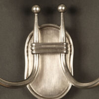 PAIRE D'APPLIQUES ART DECO DOUBLE FLAMME BRONZE ET LAITON ARGENTÉ FIN ANNÉES 1930 – Image 7