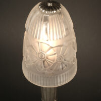 HETTIER & VINCENT / DES HANOTS : PAIRE DE LAMPES ART DÉCO DOUBLE FEUX BRONZE NICKEL-ARGENT – Image 10