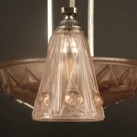 ALPHONSE RICHARD/ETS JEAN GAUTHIER: LUSTRE ART DÉCO BRONZE ARGENTÉ ET VERRE MOULÉ-PRESSÉ – Image 11