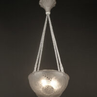 RENÉ LALIQUE : SUSPENSION-VASQUE ART DÉCO "DAHLIAS" 1921, VERRE MOULÉ-PRESSÉ