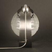E. DOMAINE/VAL-SAINT-LAMBERT : LAMPE ART DÉCO BRONZE ARGENTÉ ET VERRE MOULÉ-PRESSÉ – Image 7