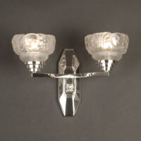 F. HUBENS/ETS GAUTHIER : APPLIQUE DOUBLE BRONZE NICKEL-CHROME VERRE MOULÉ-PRESSÉ – Image 2