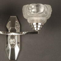 F. HUBENS/ETS GAUTHIER : APPLIQUE DOUBLE BRONZE NICKEL-CHROME VERRE MOULÉ-PRESSÉ – Image 4