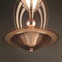 PETITOT/SAINT-GOBAIN : LUSTRE-SUSPENSION ART DÉCO EN BRONZE CUIVRÉ ET GLACE DÉPOLIE – Image 2