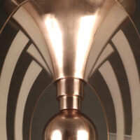 PETITOT/SAINT-GOBAIN : LUSTRE-SUSPENSION ART DÉCO EN BRONZE CUIVRÉ ET GLACE DÉPOLIE – Image 4