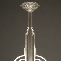 MAYNADIER/MULLER : LANTERNE SUSPENSION ART DÉCO BRONZE ARGENTÉ ET VERRE MOULÉ-PRESSÉ – Image 3