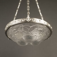 HUDRY/ARVERS/DELATTE : SUSPENSION ART DECO LAITON, BRONZE ET VERRE MOULÉ-PRESSÉ – Image 4