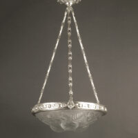 HUDRY/ARVERS/DELATTE : SUSPENSION ART DECO LAITON, BRONZE ET VERRE MOULÉ-PRESSÉ – Image 9