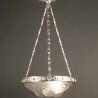 HUDRY/ARVERS/DELATTE : SUSPENSION ART DECO LAITON, BRONZE ET VERRE MOULÉ-PRESSÉ – Image 10